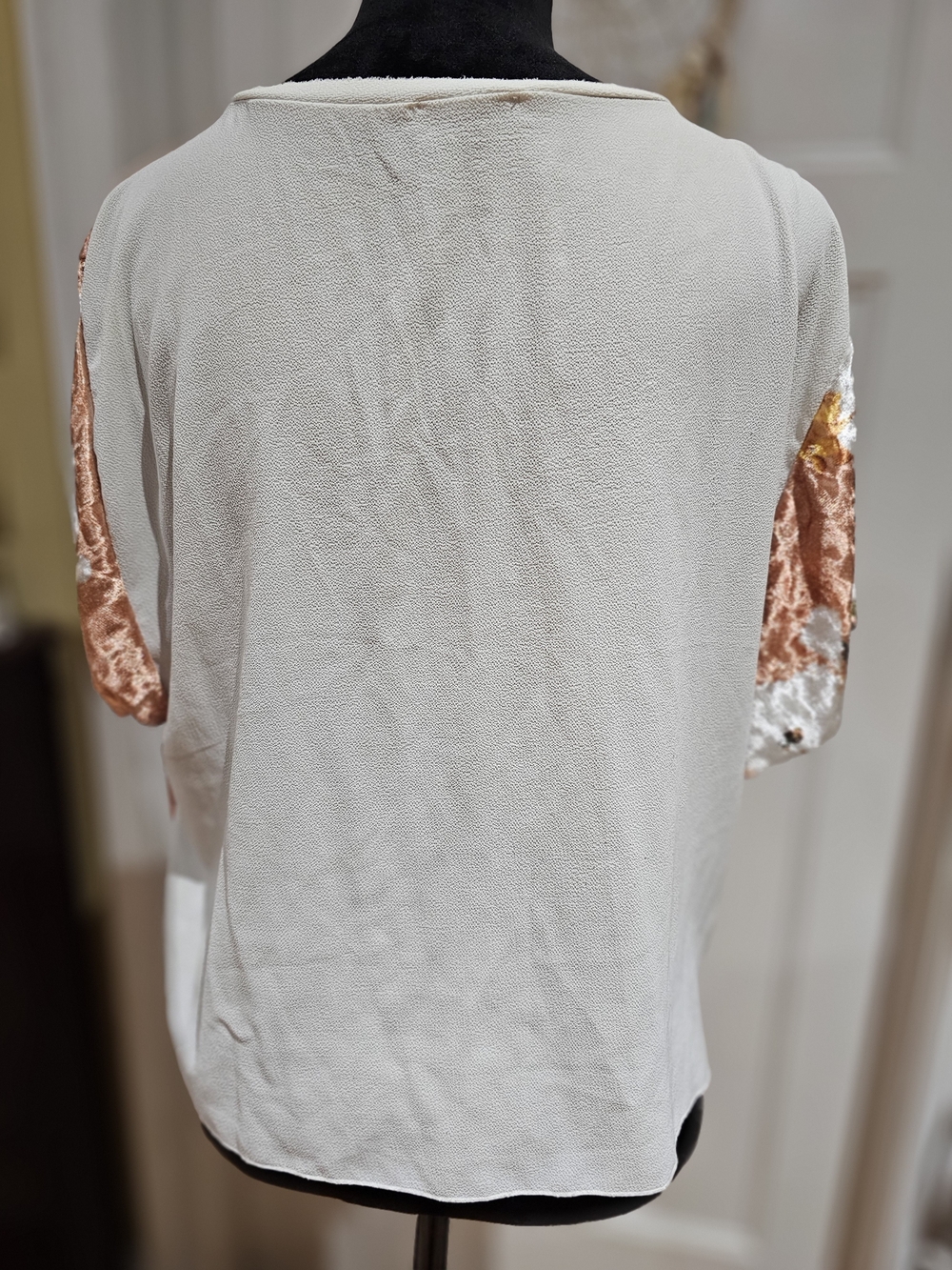 Zara Rust Floral Velvet Short Sleeve Top with White Accents - Picture 4 of 8